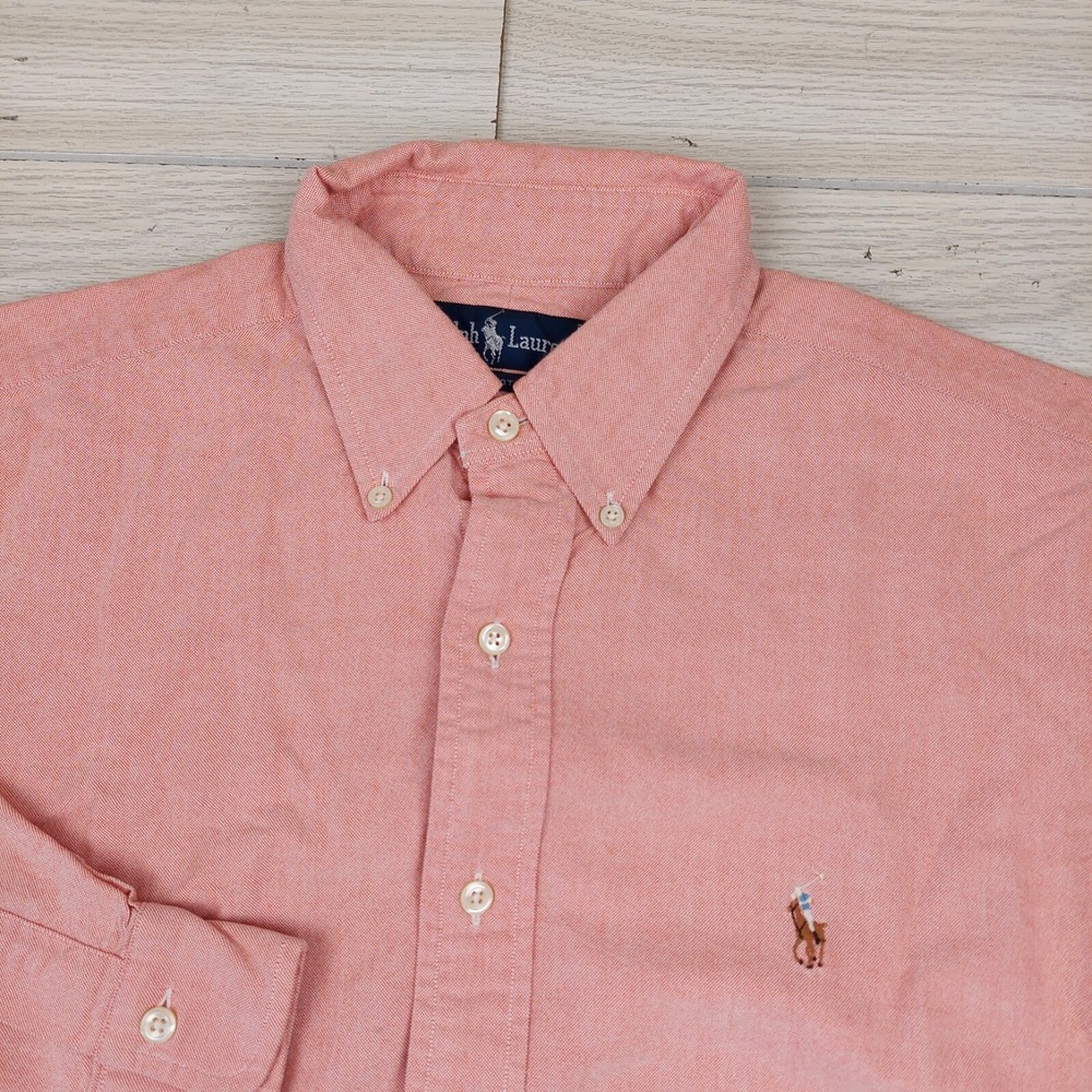 Ralph Lauren Oxford Shirt Mens 16-34 Salmon Pink Button Down Flesh Pony Preppy